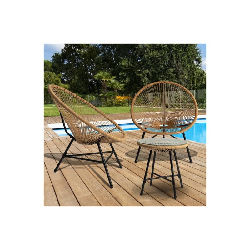 foto del prodotto set di mobili da giardino izmir tavolo e 2 poltrone con corda effetto rattan