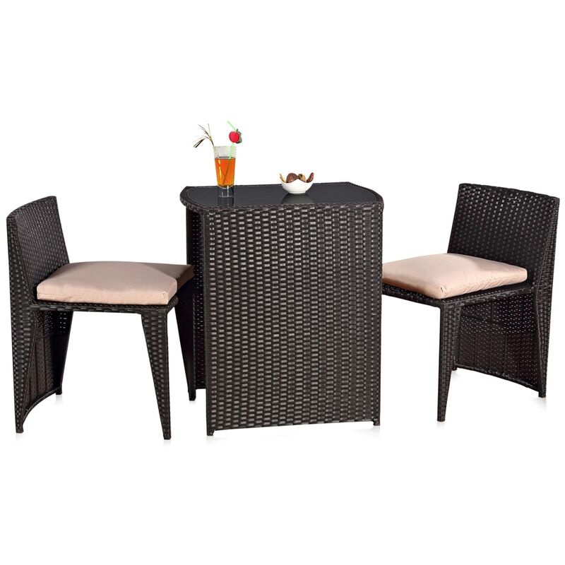 foto del prodotto set di mobili da giardino melko di 3 sedie da giardino in rattan nero in poly rattan bar
