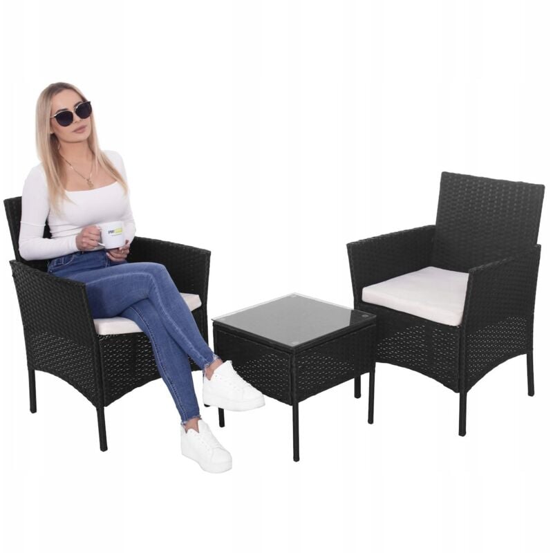 foto del prodotto set di mobili da giardino tavolino poltrone technorattan set completo mobili da giardino 2pers.