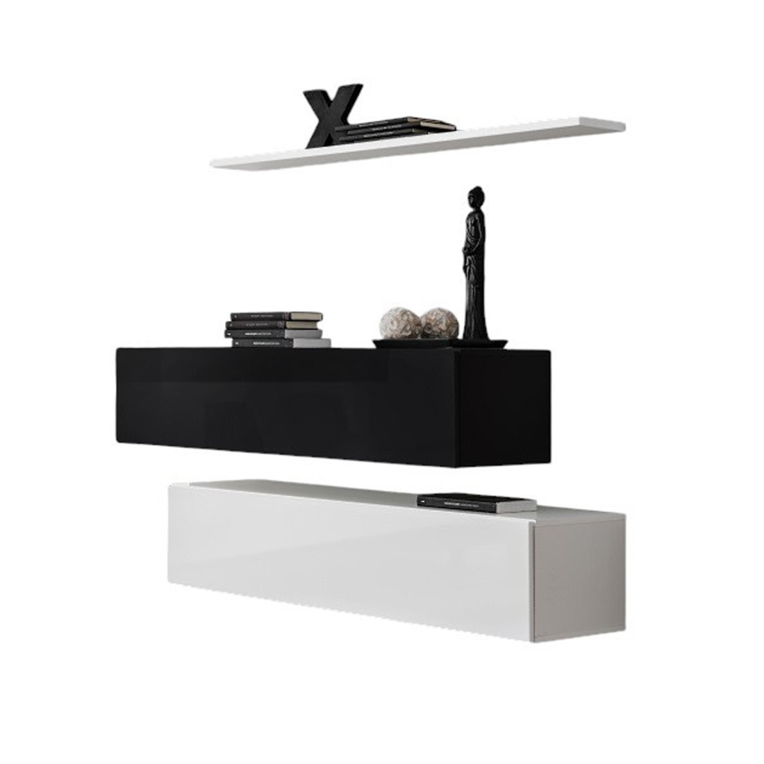 foto del prodotto set di mobili da soggiorno switch sbii design moderno bianco e nero lucido