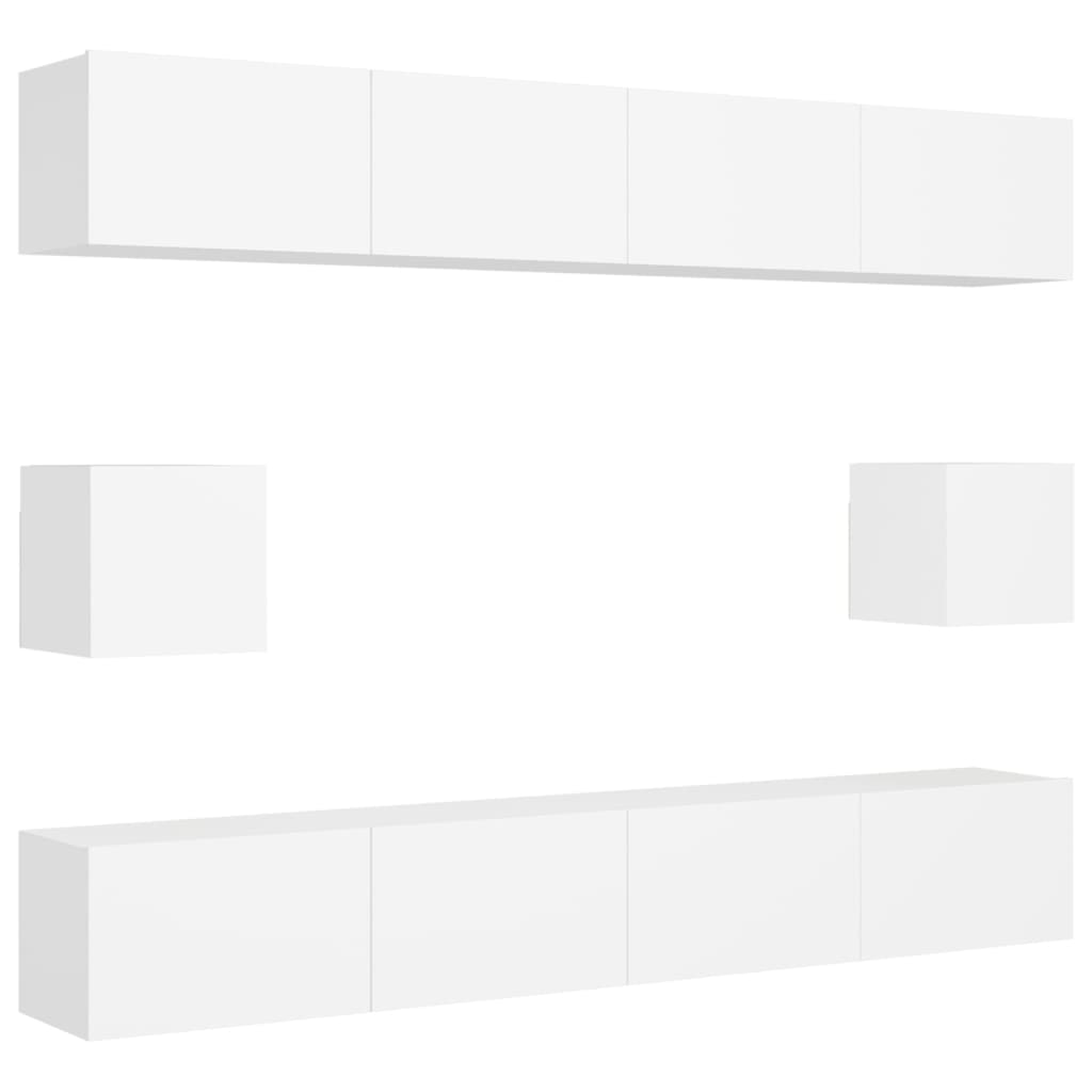 foto del prodotto set di mobili mobile credenza tv televisione soggiorno camera da letto soggiorno 6 pezzi pannelli in mdf bianco 02 0025008
