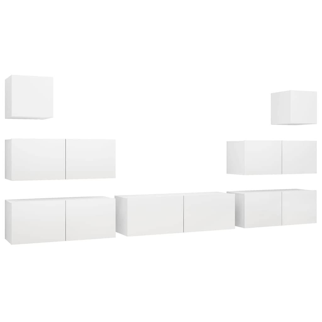 foto del prodotto set di mobili mobile credenza tv televisione soggiorno camera da letto soggiorno 7 pezzi pannelli in mdf bianco 02 0025143