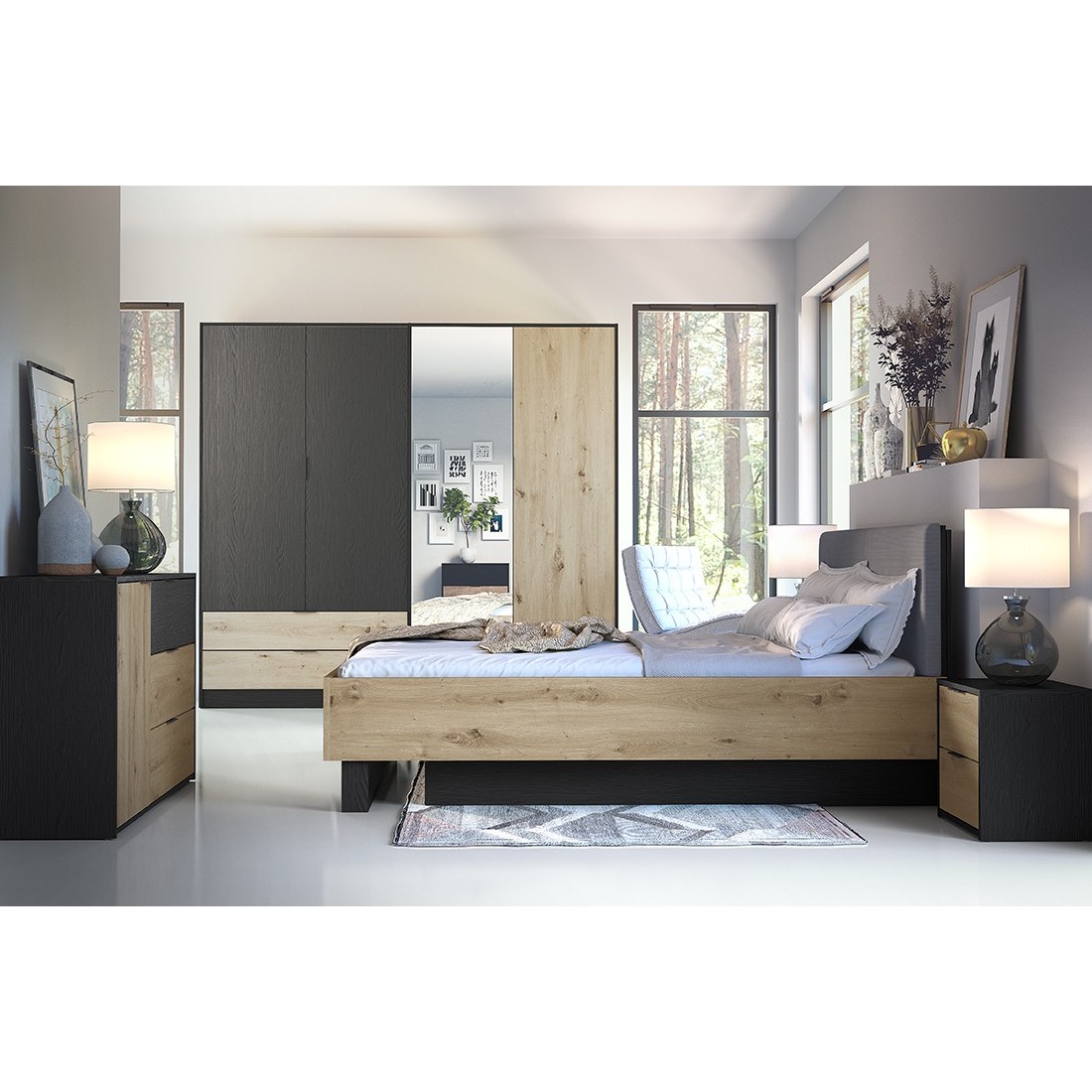 immagine 0 del prodotto set di mobili per camera melody armadio, letto contenitore, comodini e cassettiera
