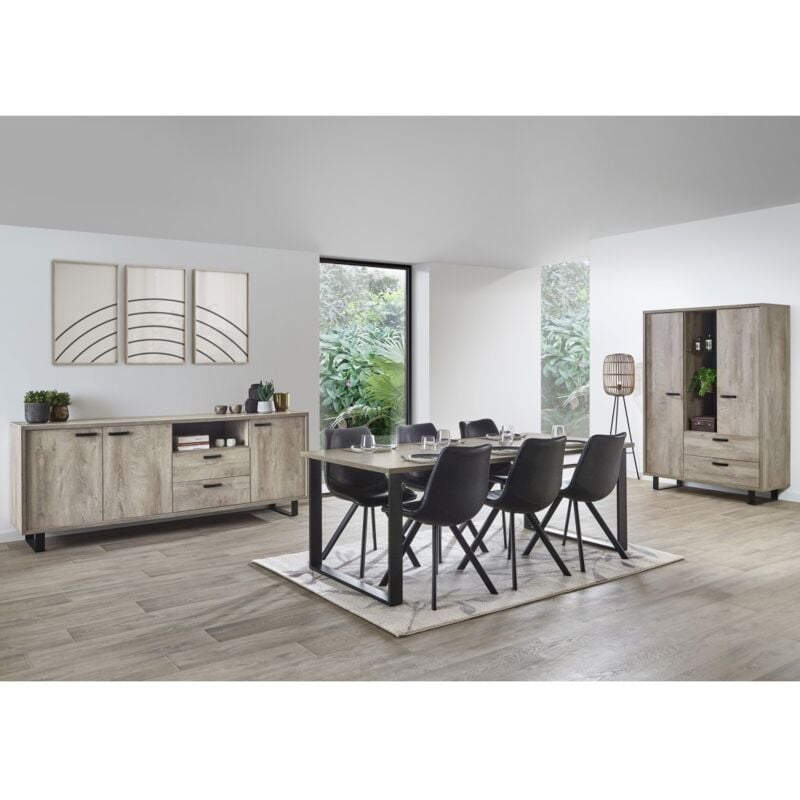 foto del prodotto set di mobili per sala da pranzo in rovere chiaro, collezione newton.