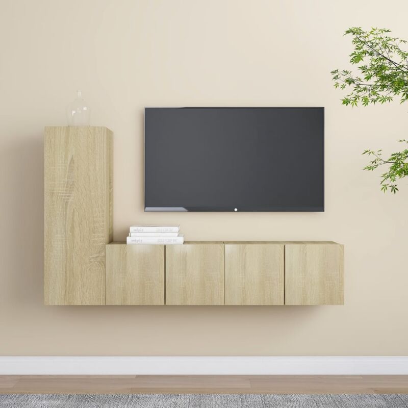 foto del prodotto set di mobili porta tv 3 pz rovere sonoma in legno multistrato vidaxl