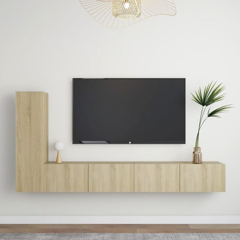 foto del prodotto set di mobili porta tv 3 pz rovere sonoma in legno multistrato vidaxl