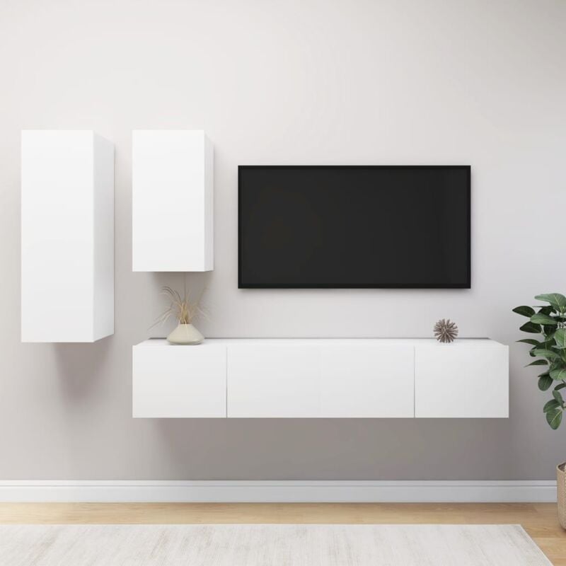 foto del prodotto set di mobili porta tv 4 pz bianco in legno multistrato vidaxl