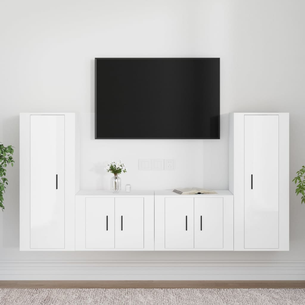 foto del prodotto set di mobili porta tv 4 pz bianco lucido in legno multistratocod mxl 100826