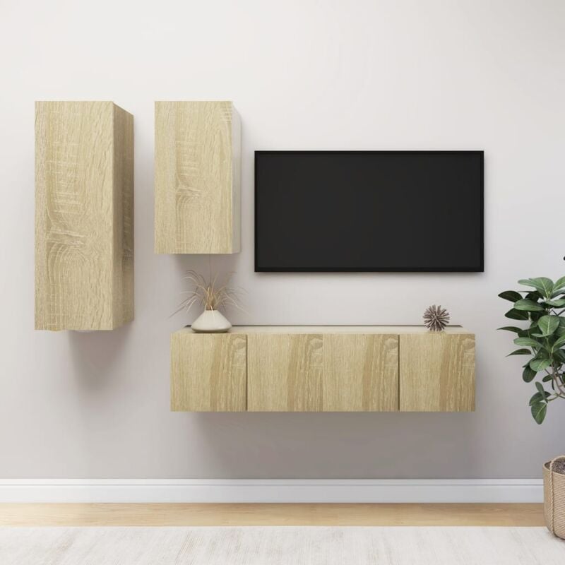 foto del prodotto set di mobili porta tv 4 pz rovere sonoma in legno multistrato vidaxl