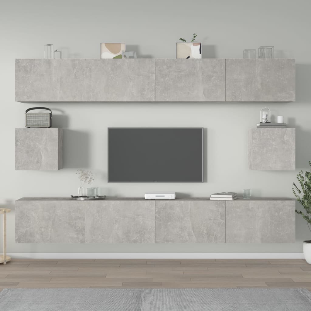foto del prodotto set di mobili porta tv 6 pz grigio cemento in legno multistrato cod mxl 69335