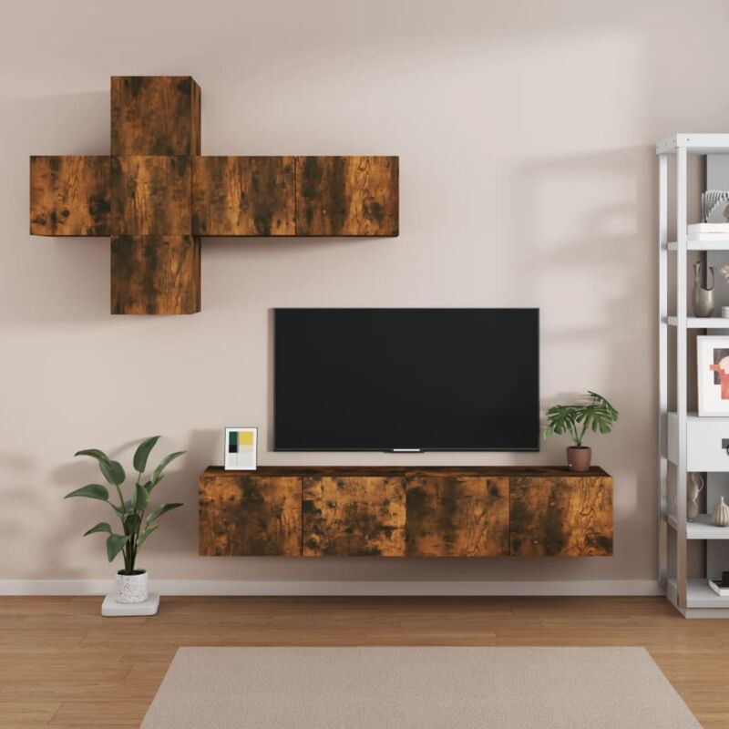 foto del prodotto set di mobili porta tv 7 pz rovere fumo in legno multistrato vidaxl