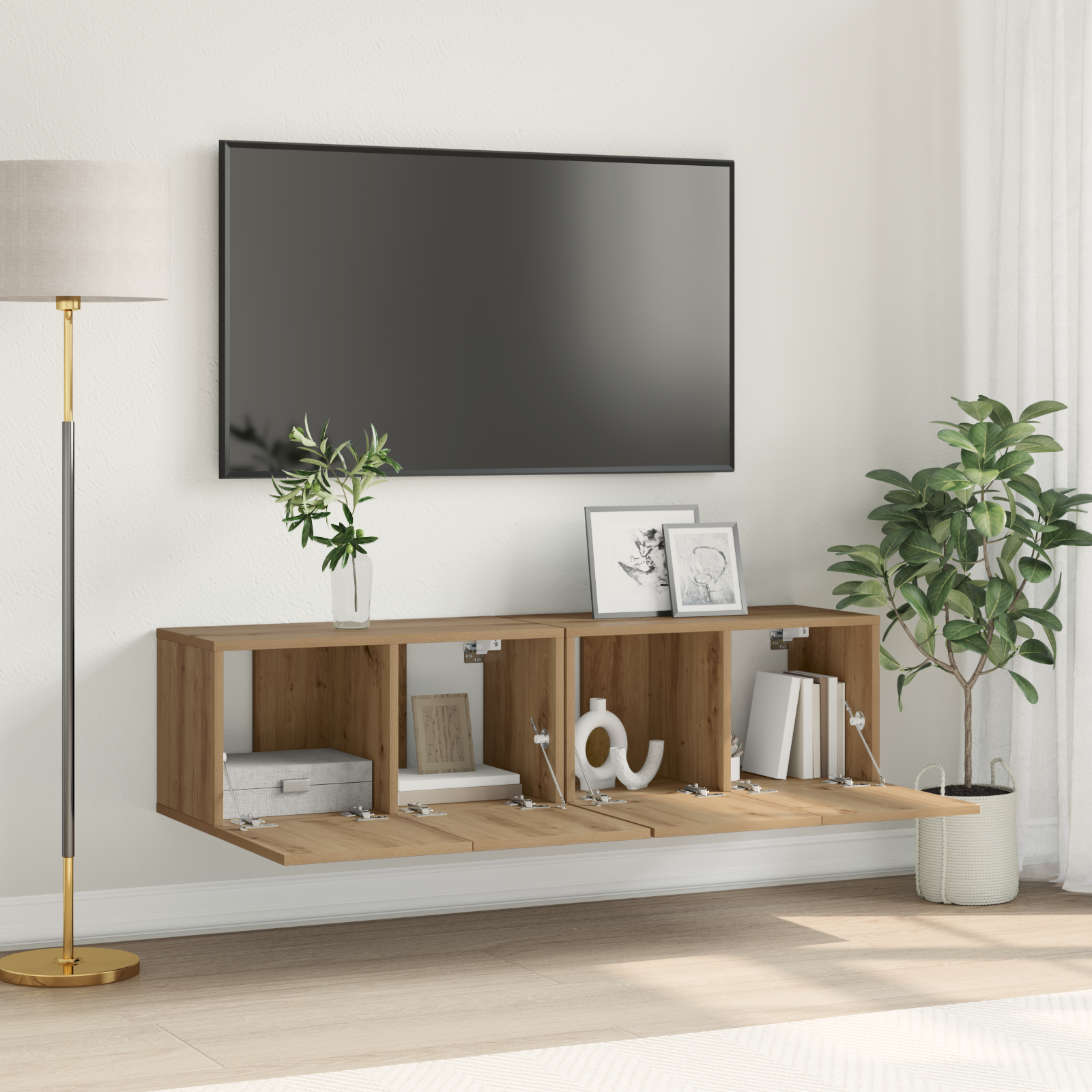 foto del prodotto set di mobili tv rovere artigianale mdf medio mobile tv