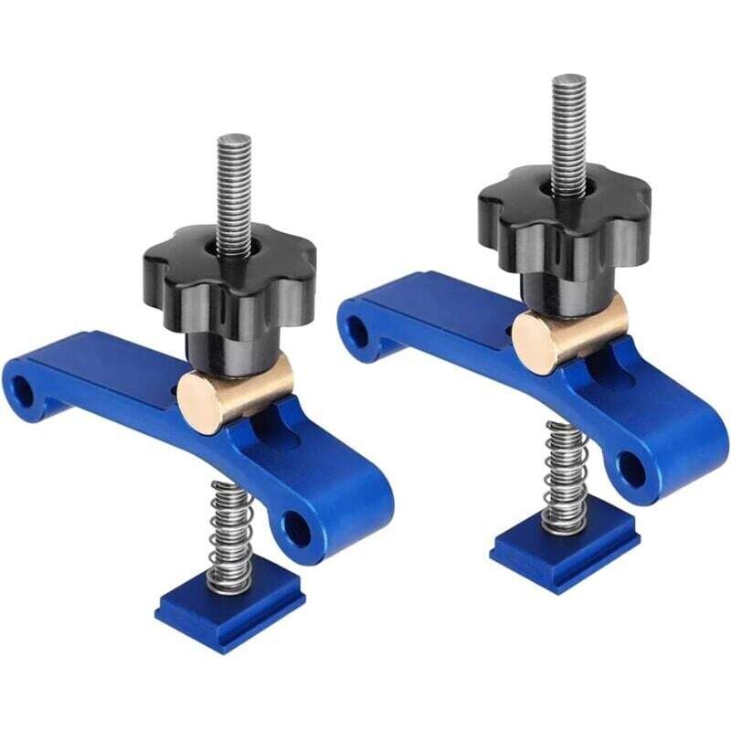 foto del prodotto set di morsetti per binari a t aiperq da 2 pezzi, set di morsetti per binari a t morsetti ad azione rapida in metallo per lavorazione del legno su