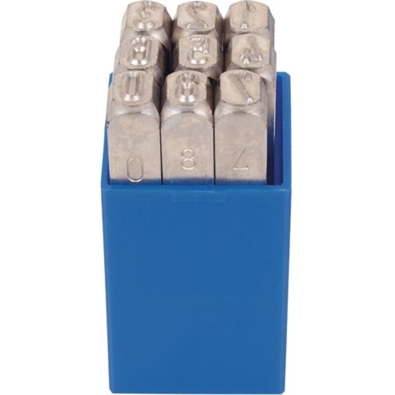 foto del prodotto set di numeri 330, 9 pezzi, numeri da 0 a 9, altezza carattere 2,5 mm, in scatola di plastica