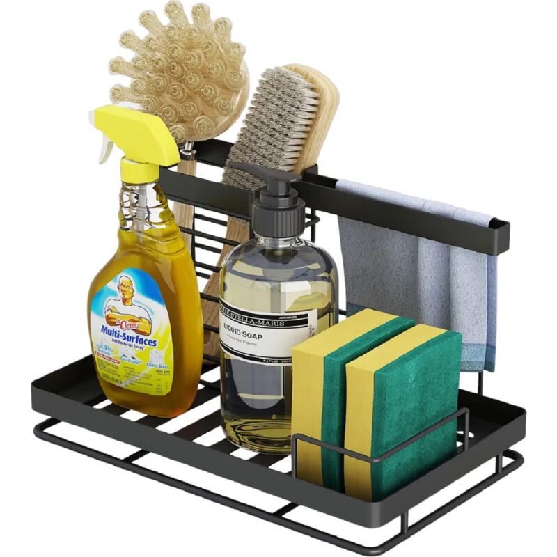 foto del prodotto set di organizer da cucina scaffale da cucina organizer per lavello lavello porta panni per lavello in acciaio inossidabile con raccogligocce porta