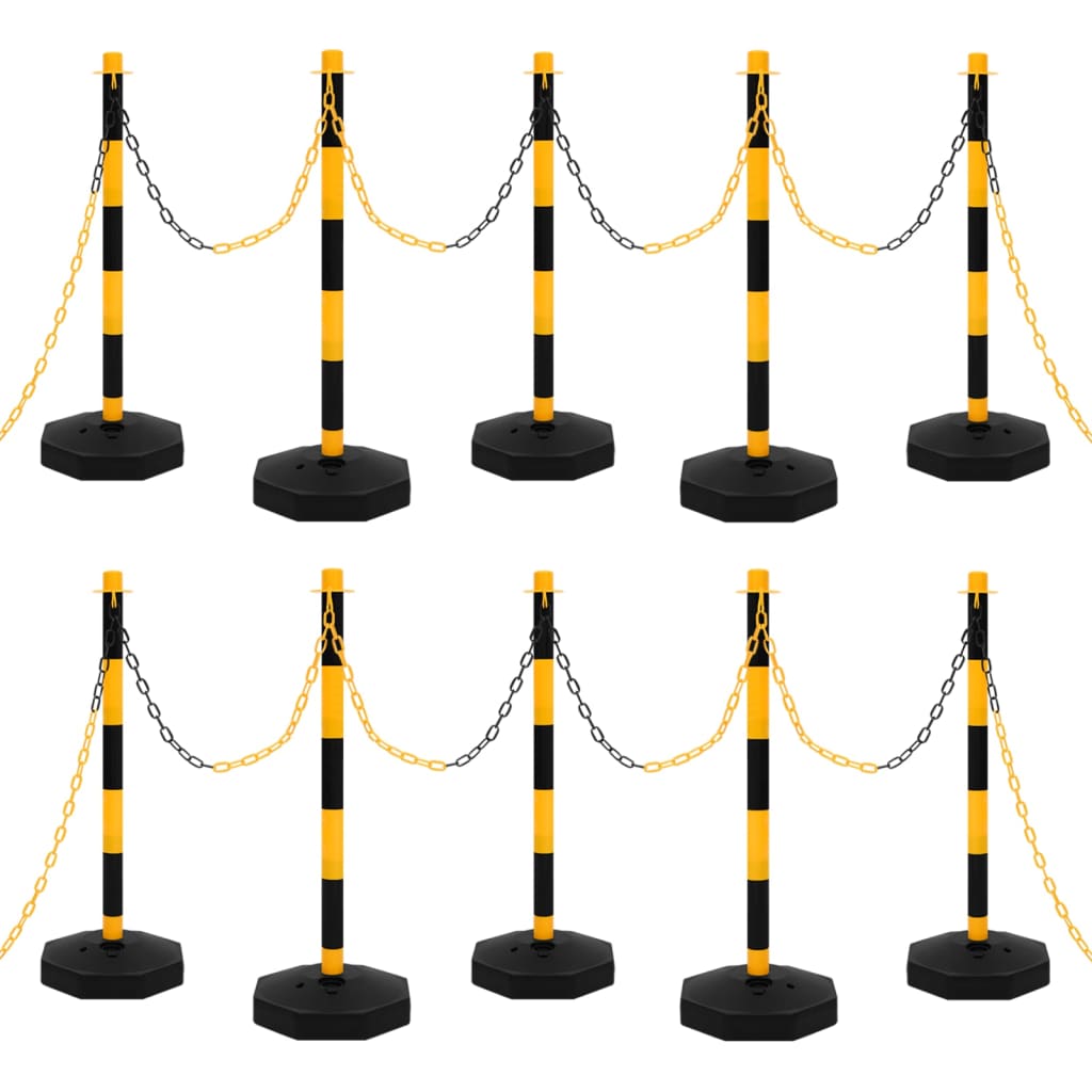 foto del prodotto set di pali stradali con catena in plastica di 10 m cod mxl 60446