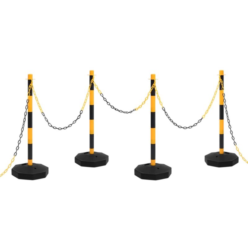 foto del prodotto set di pali stradali con catena in plastica di 10 m - vidaxl