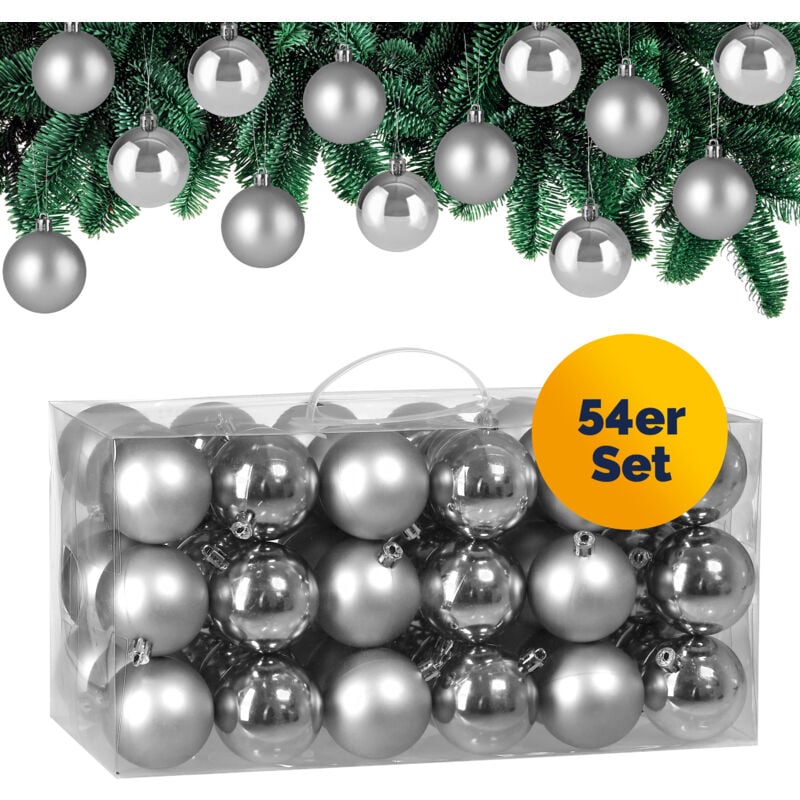 foto del prodotto set di palline di natale composto da varie fantasie varie quantit varie taglie argento