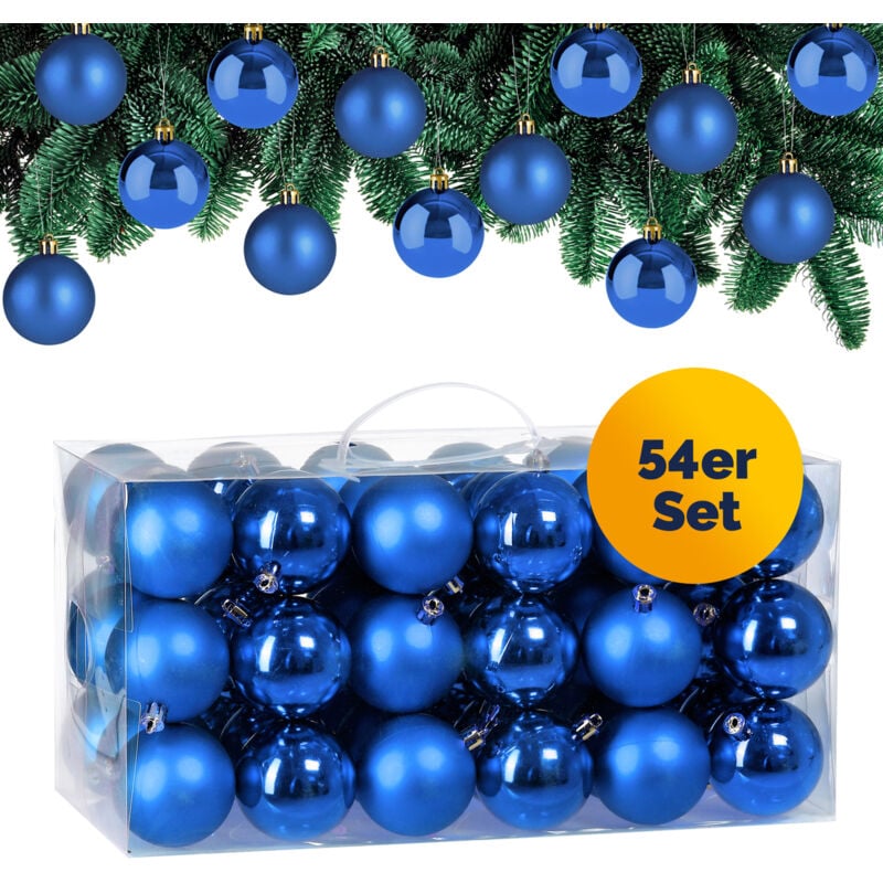 foto del prodotto set di palline di natale composto da varie fantasie varie quantit varie taglie blu
