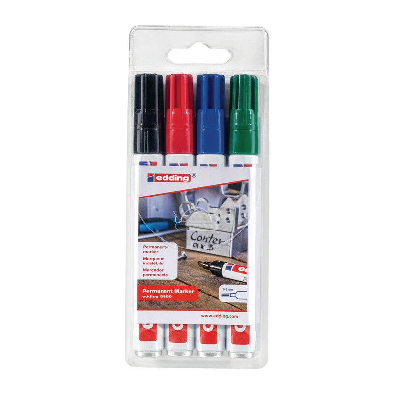 foto del prodotto set di pennarelli indelebili 3300 tratti assortiti b.1 5mm punta a scalpello edding