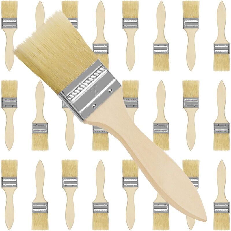 foto del prodotto set di pennelli da 5 cm confezione da 24 pennelli in legno professionali per pittura, macchie, vernice, colla set di pennelli fai da te ideale