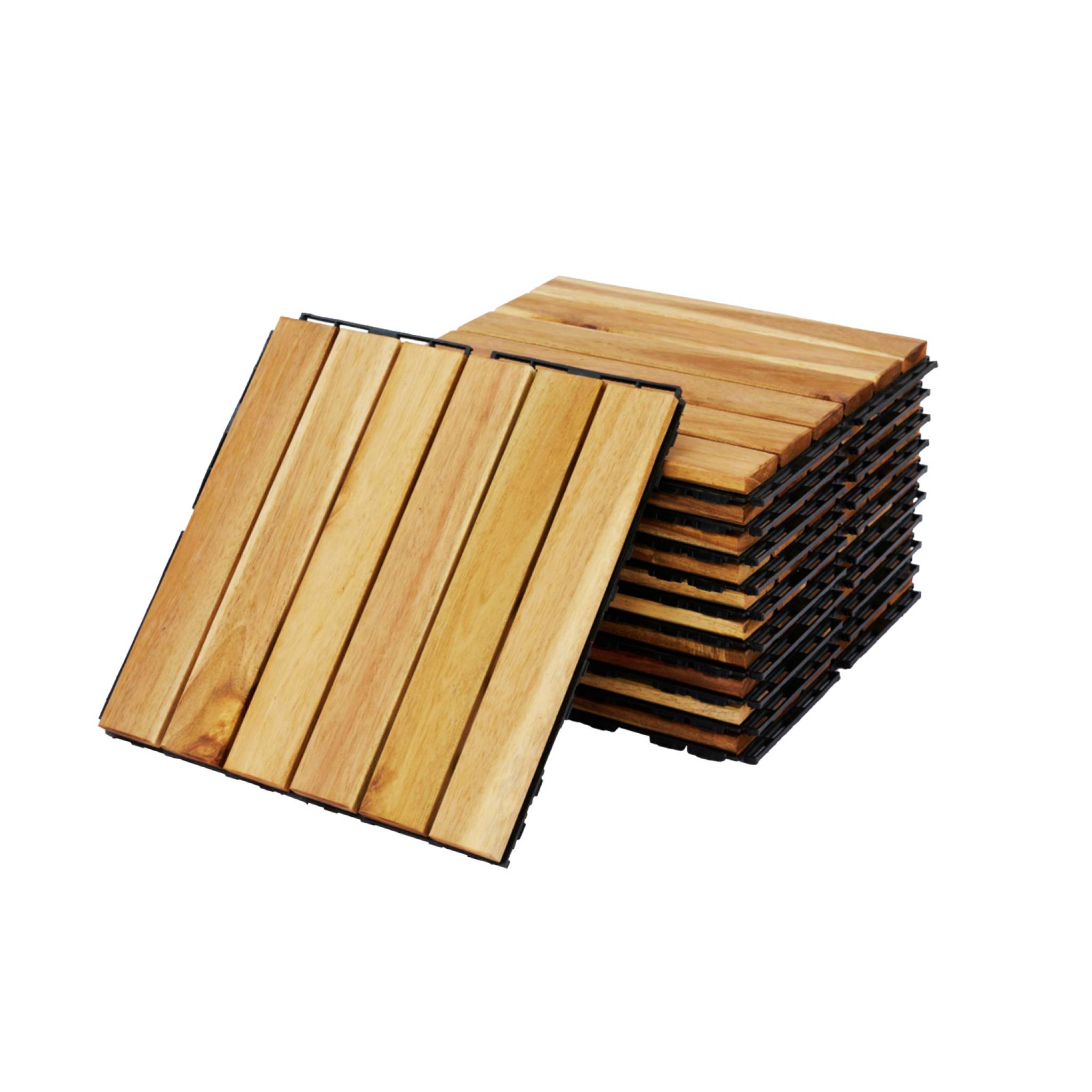 foto del prodotto set di piastrelle per decking in legno, 30x30cm