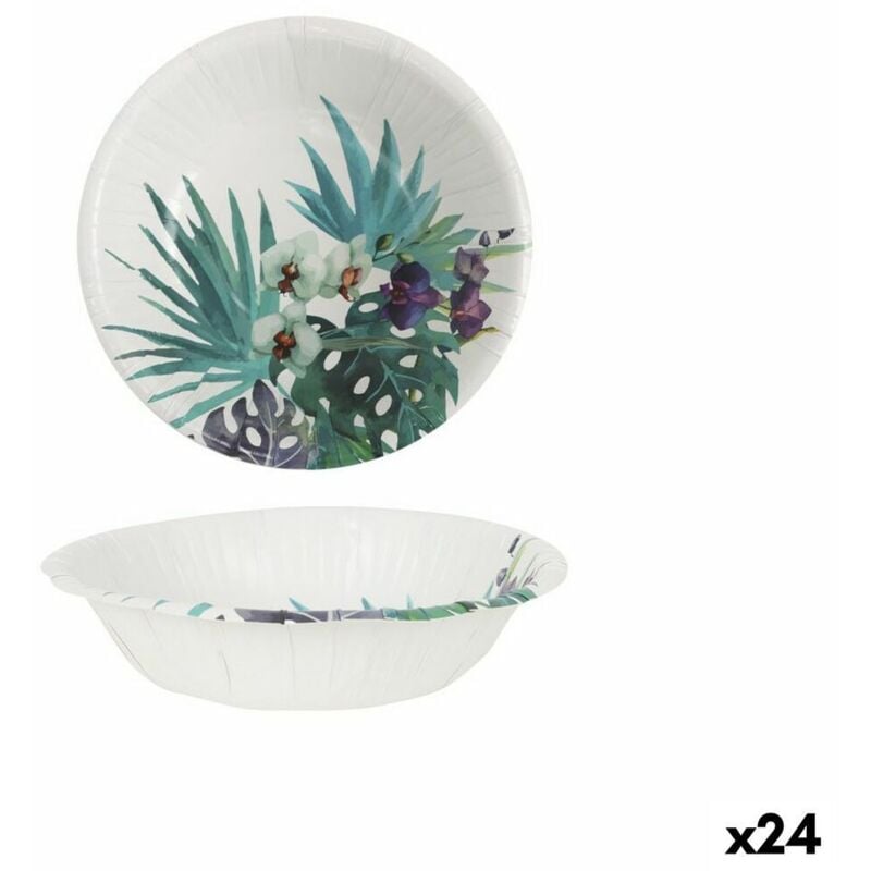 foto del prodotto set di piatti algon monouso cartone tropicale 6 pezzi 450 ml 24 unità