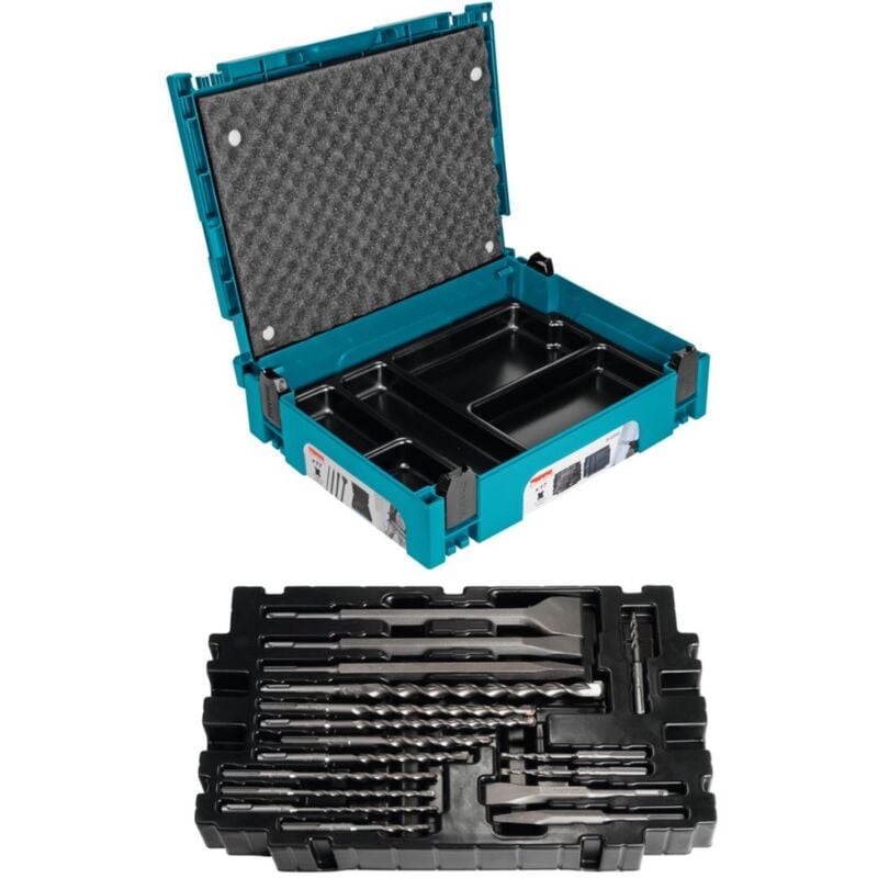foto del prodotto set di punte e scalpelli makita sds plus in makpac, 17 pezzi. sds plus punte e scalpelli 17 pezzi.