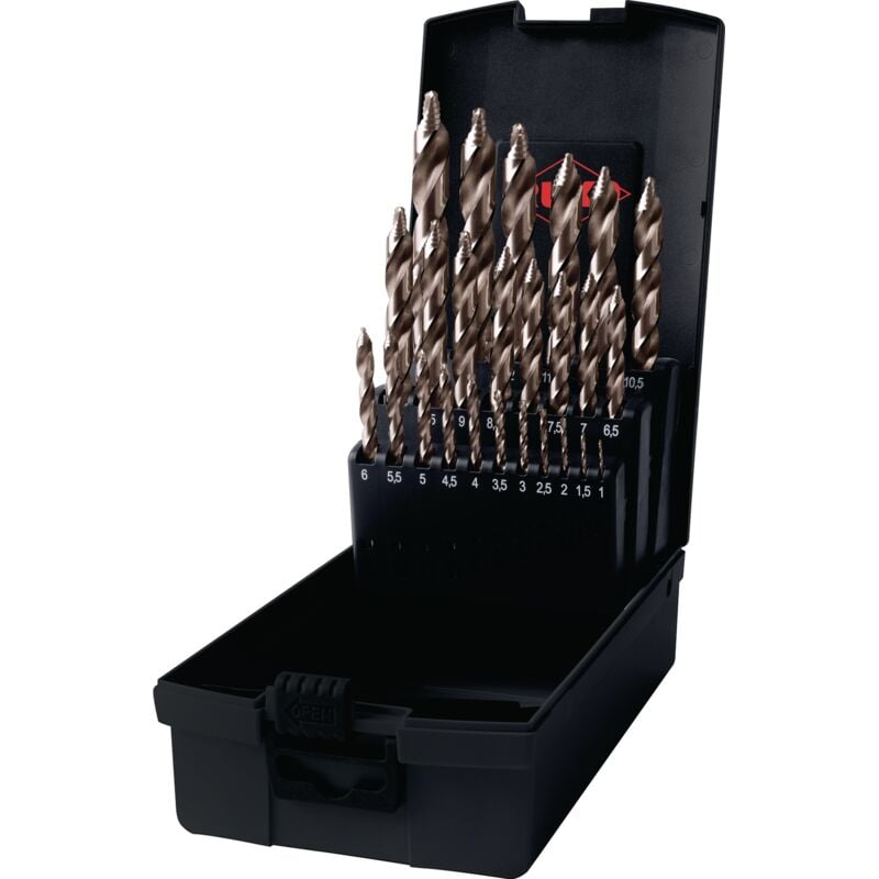 foto del prodotto set di punte elicoidali ruko ultimatecut din 338 tipo flowstep , hsse co 5 25 pz.