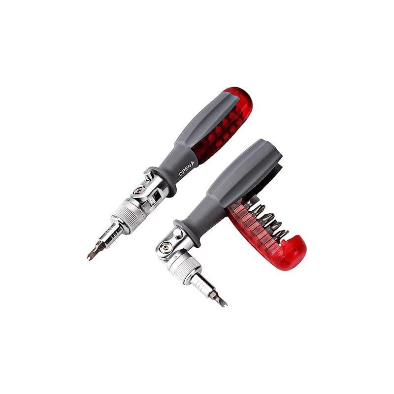 foto del prodotto set di punte per cacciavite a cricchetto a cricchetto con 10 set di punte magnetiche, all-in-one, tasca piccola, mini cricchetto, 1 confezione, rosso