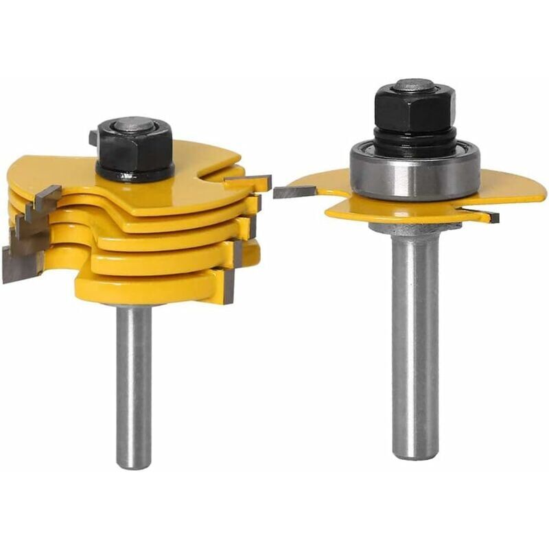foto del prodotto set di punte per fresatura da 8 mm 3 punte per scanalature con ali regolabili fresa per legno fresa per carpenteria punta da trapano a forma di t con