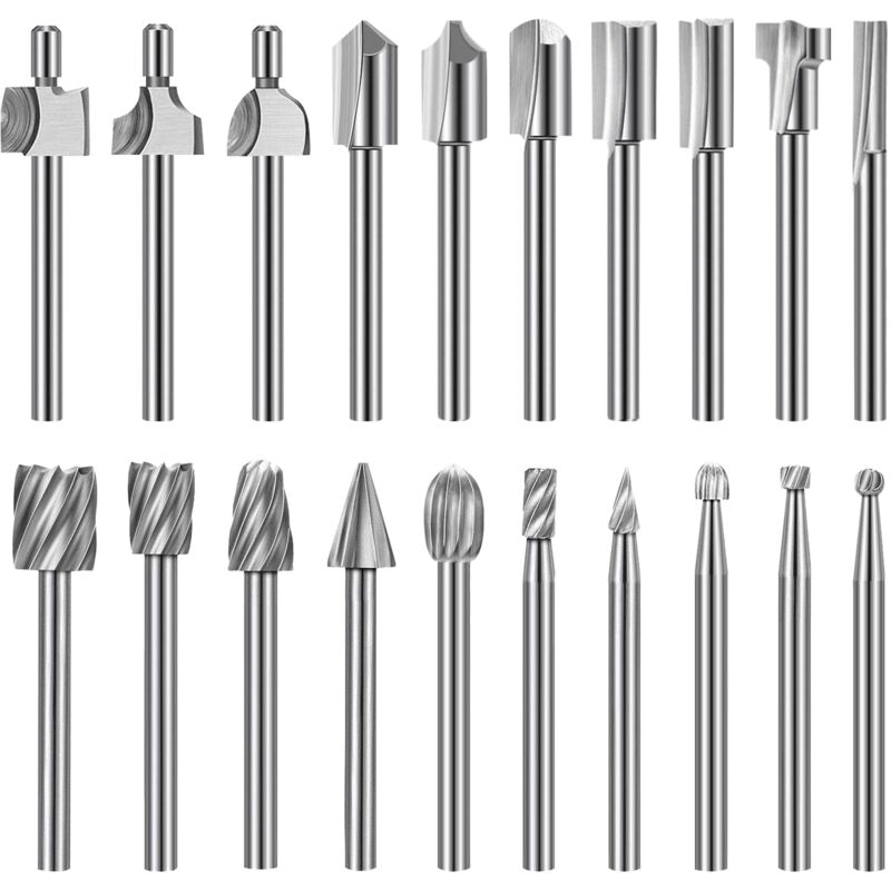 foto del prodotto set di punte per incisione ad alta durezza, 10 punte per incisione in carburo hss e 10 punte per router con gambo da 1 8 3 mm per utensili rotanti
