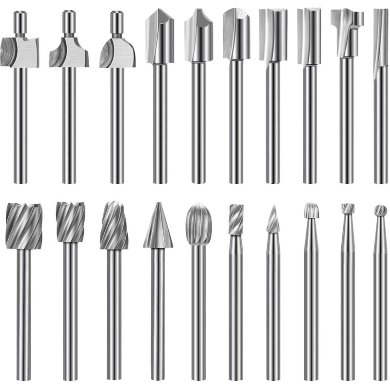 foto del prodotto set di punte per incisione ad alta durezza, 10 punte per trapano in carburo hss e 10 punte per fresa con gambo da 3 mm 1 8 per utensili rotanti
