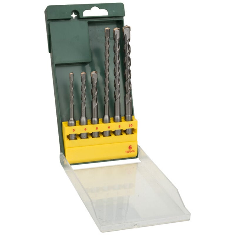 foto del prodotto set di punte per martello sds plus, 6 pezzi, da 5 a 8 mm, 110 mm, da 6 a 10 mm, 160 mm