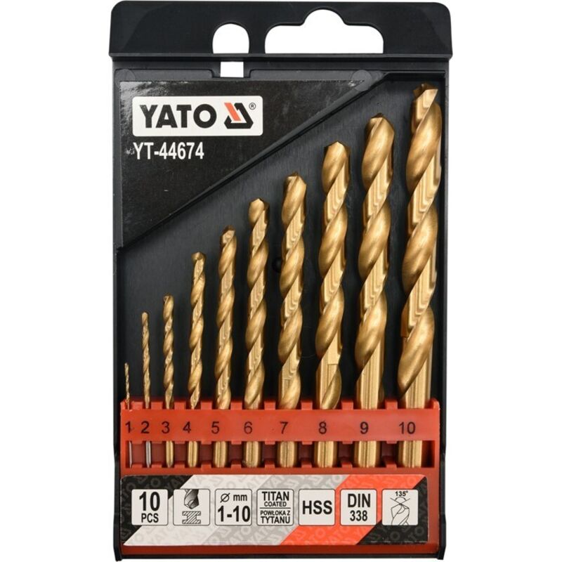 foto del prodotto set di punte per metallo hss tin 10 pezzi 1 10 mm yt 44674 yato