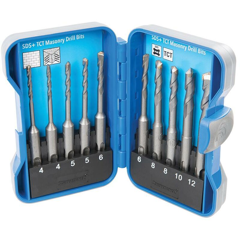 foto del prodotto set di punte per trapanare sds plus in tct, 10 p.zi 4 12 mm