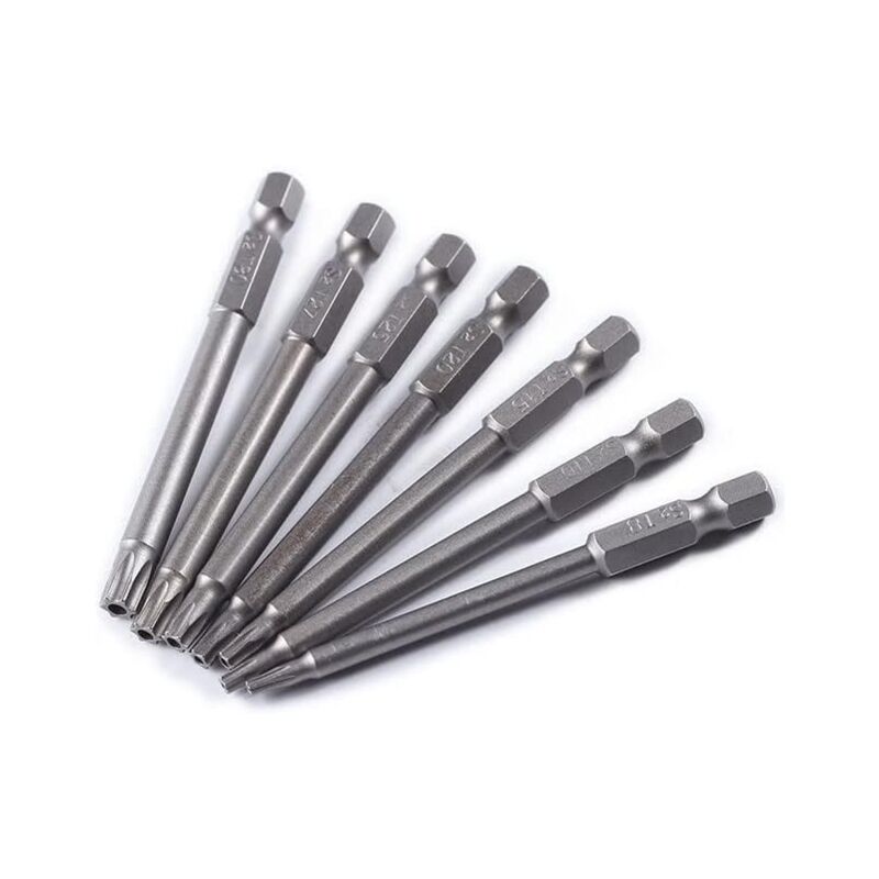 foto del prodotto set di punte torx lunghe t8 t30 in acciaio con testa a stella 75 mm