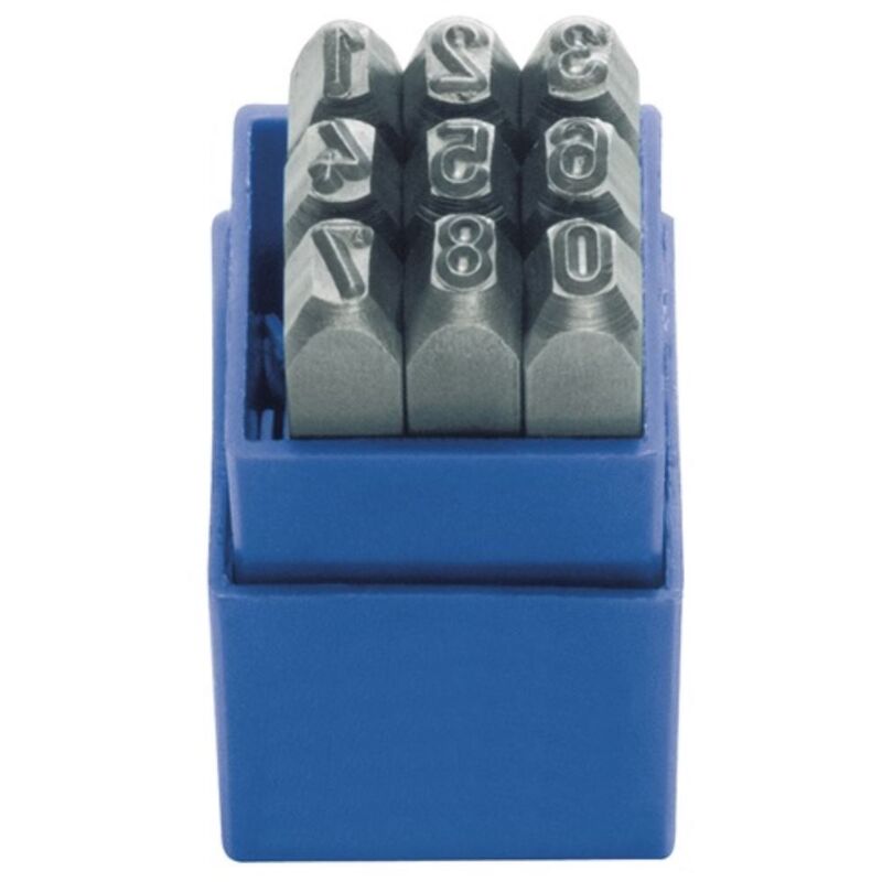 foto del prodotto set di punzoni numeri 328 9 pezzi, numeri 0-9, altezza testo 10mm in ku.-box kukko