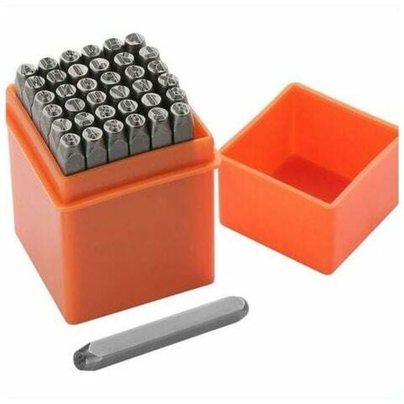 foto del prodotto set di punzoni per lettere e numeri da 36 pezzi, punzone per lettere in metallo da 6 mm, punzone per lettere in metallo dalla a alla z e dallo 0 al