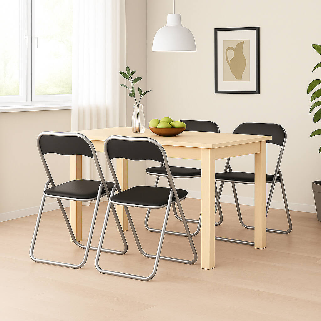 foto del prodotto set di quattro sedie antenore, colore nero, misure 43 x 47 x 78 cm