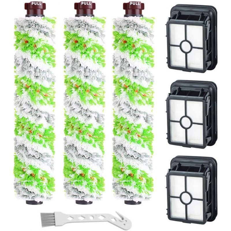 foto del prodotto set di ricambio di 3 spazzole a rullo 2 filtri per bissell crosswave serie 17132 e 2225n, accessori per aspirapolvere per case con animali domestici
