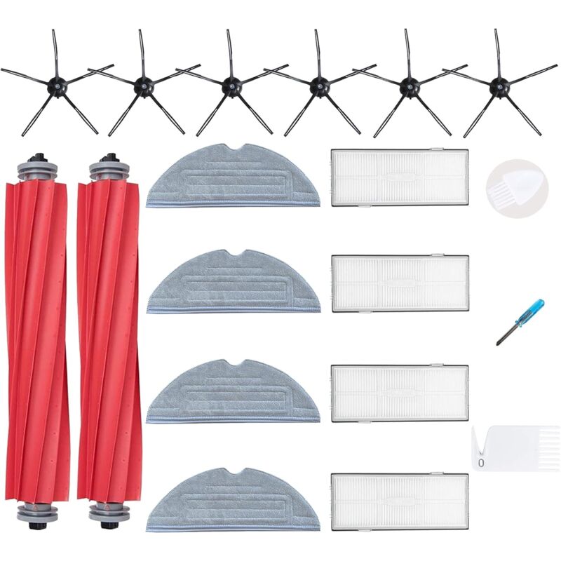 foto del prodotto set di ricambio per aspirapolvere robot roborock s7 s7 plus s7 maxv s7 maxv ultra, 4 filtri, 4 panni, 6 spazzole laterali e 1 spazzola