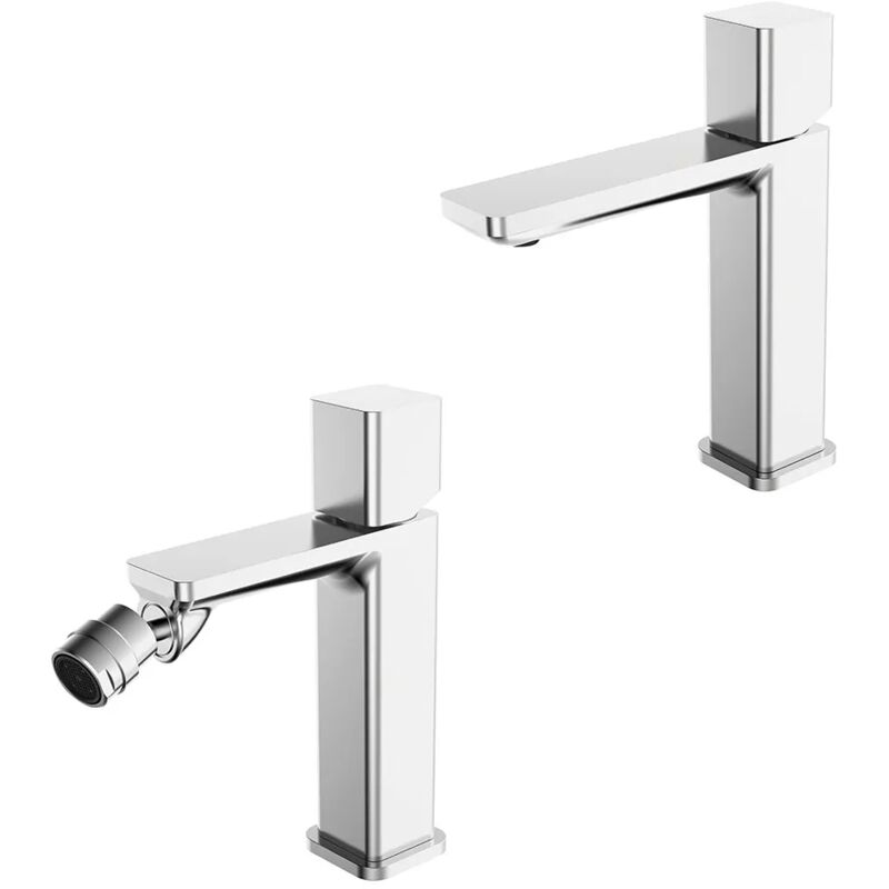 foto del prodotto set di rubinetti lavabo e bidet con manopola e scarico incluso lotus