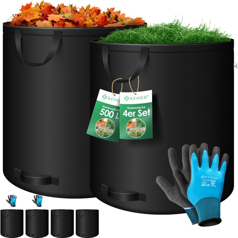foto del prodotto set di sacchi da giardino sacco per foglie e rifiuti da giardino con guanti autoportante a 4 maniglie robusto e pieghevole sacchi per foglie