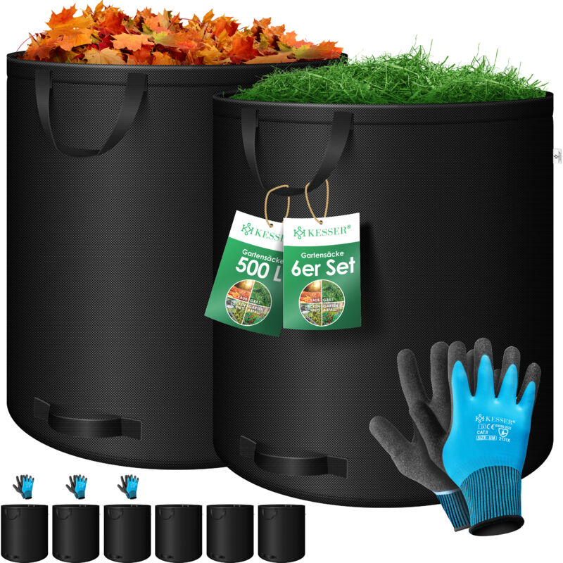 foto del prodotto set di sacchi da giardino sacco per foglie e rifiuti da giardino incl. guanti 4 manici autoportanti robusto e pieghevole sacchi per foglie sacchi