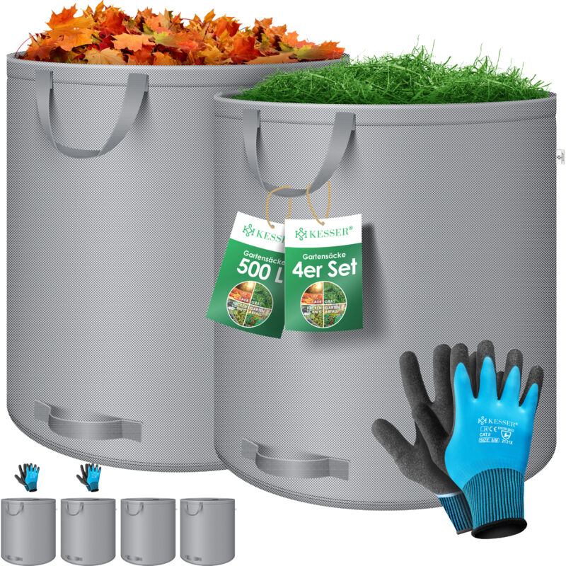 foto del prodotto set di sacchi da giardino sacco per foglie e rifiuti da giardino incl. guanti 4 manici autoportanti robusto e pieghevole sacchi per foglie sacchi