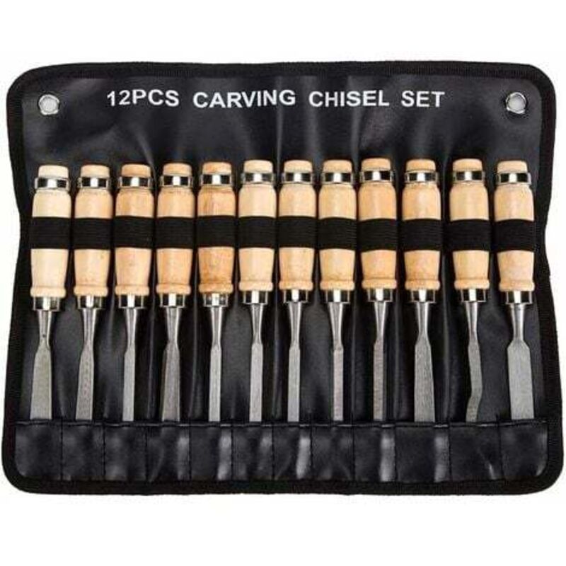 foto del prodotto set di scalpelli per legno professionali lablanc set di 12 utensili affilati per la lavorazione del legno con custodia per il trasporto, kit ideale