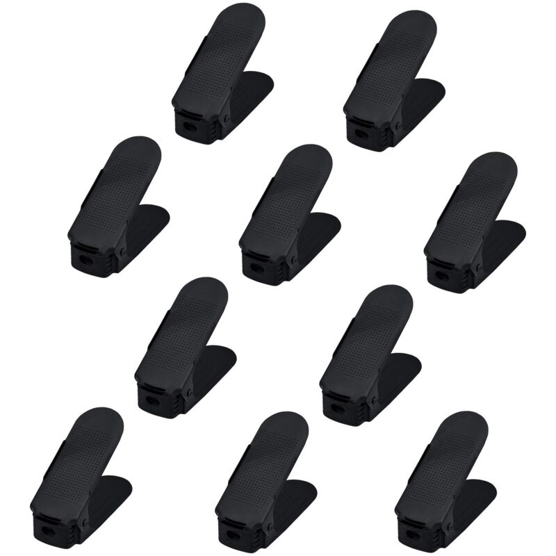 foto del prodotto set di scarpiere regolabili set di scarpe regolabili antiscivolo impilatore di scarpe regolabile in 3 altezze in plastica 30 pezzi, nero naizy
