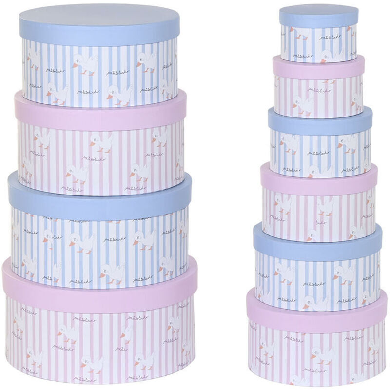 foto del prodotto set di scatole per sistemare impilabili dkd home decor azzurro rosa cartone (37,5 x 37,5 x 18 cm)