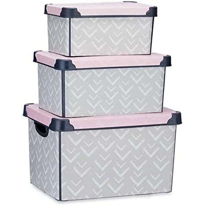 foto del prodotto set di scatole per sistemare impilabili kipit vibes plastica stampa